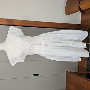 La Redoute White Prairie Dress Womens 10 Farmhouse Cottage 100% Cotton Crisp EUC
